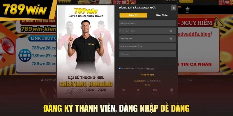 Đăng ký thành viên, đăng nhập 789WIN dễ dàng
